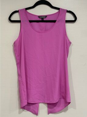 Express Barbie Pink Fuchsia Sleeveless Open Back Chiffon Tank Top Size Small
